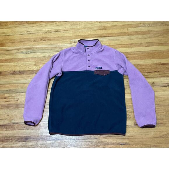 Patagonia Tops - Patagonia Synchilla Snap-T Sweatshirt Women's XL Purple Fleece Colorblock Lined